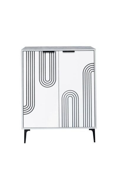 خزانة أحذية بابين خشب ماليزي موسكو - رمادي وأبيض