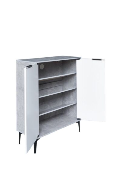 خزانة أحذية بابين خشب ماليزي موسكو - رمادي وأبيض