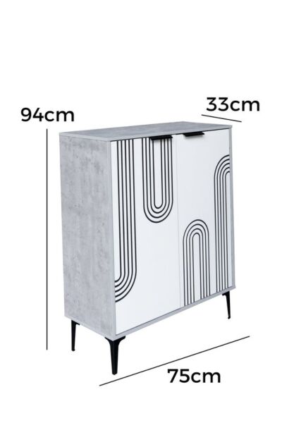 خزانة أحذية بابين خشب ماليزي موسكو - رمادي وأبيض