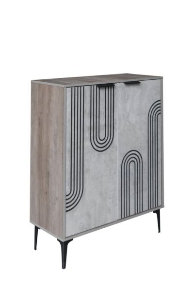 خزانة أحذية بابين خشب ماليزي موسكو - رمادي