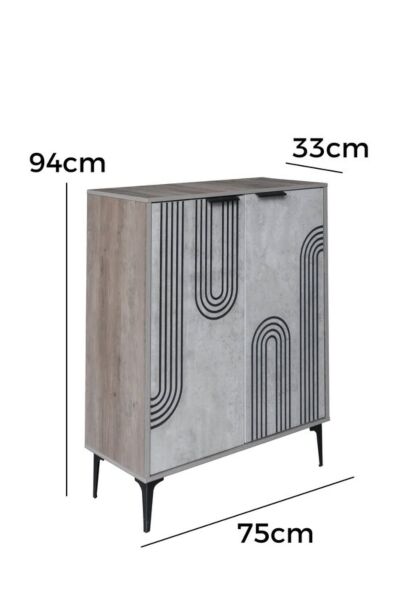 خزانة أحذية بابين خشب ماليزي موسكو - رمادي