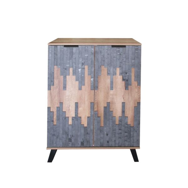 خزانة أحذية بابين خشب ماليزي ليندا - رمادي وخشبي