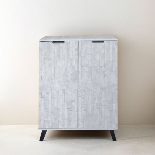 خزانة أحذية بابين خشب ماليزي لينكو - رمادي