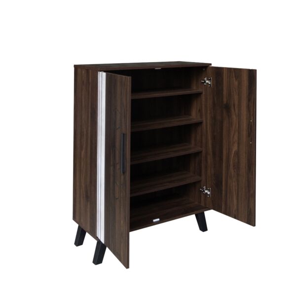 خزانة أحذية بابين خشب ماليزي مايلي - بني وأبيض