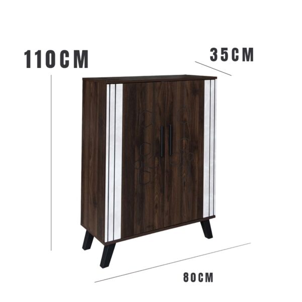 خزانة أحذية بابين خشب ماليزي مايلي - بني وأبيض