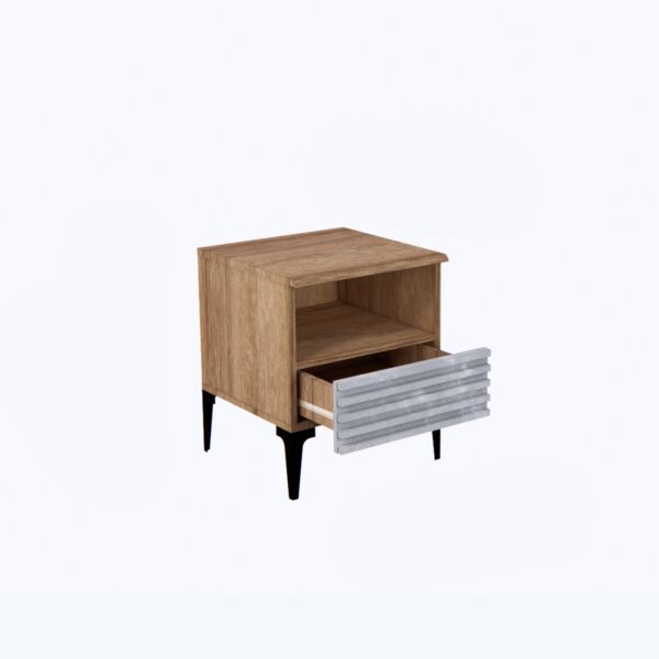 كومودينو درج ورف ايلا - خشبي ورمادي