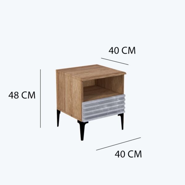 كومودينو درج ورف ايلا - خشبي ورمادي
