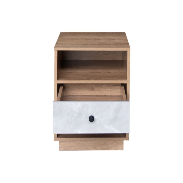 كومودينو درج ورفين روزيت - خشبي ورمادي