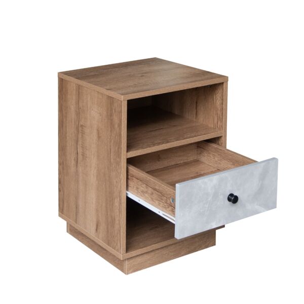 كومودينو درج ورفين روزيت - خشبي ورمادي