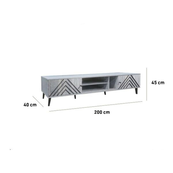 طاولة تلفزيون بورتو 200 سم - رمادي