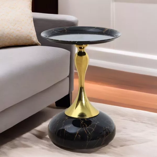 طاولة جانبية يان - اسود وذهبي