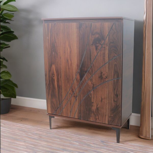 خزانة أحذية بابين خشب ماليزي جراند - بني