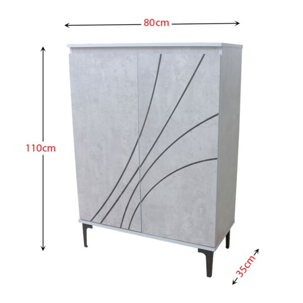 خزانة أحذية بابين خشب ماليزي جراند - رمادي