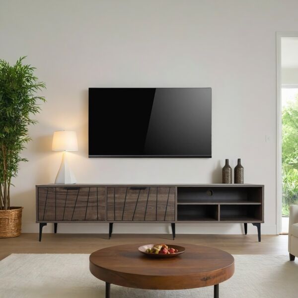 طاولة تلفزيون خشب ماليزي 180 سم فيكتور - بني