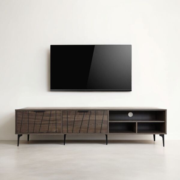 طاولة تلفزيون خشب ماليزي 180 سم فيكتور - بني