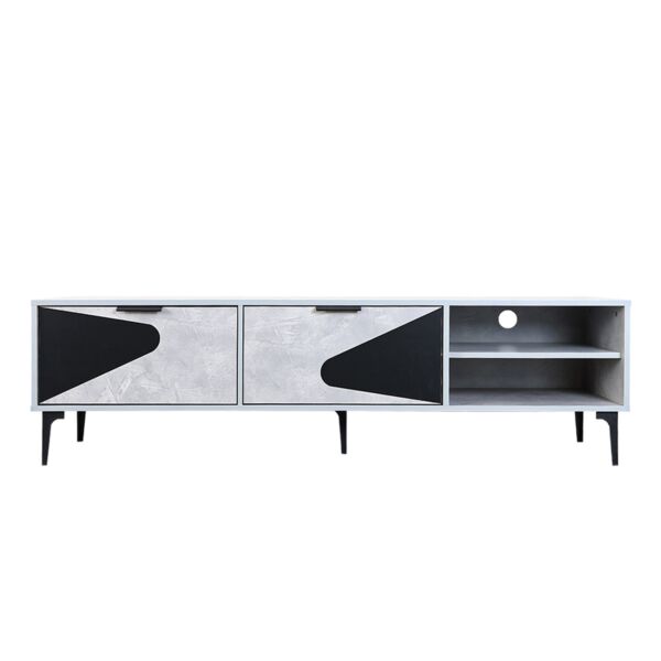 طاولة تلفزيون خشب ماليزي اللون 160سم - رمادي وأسود