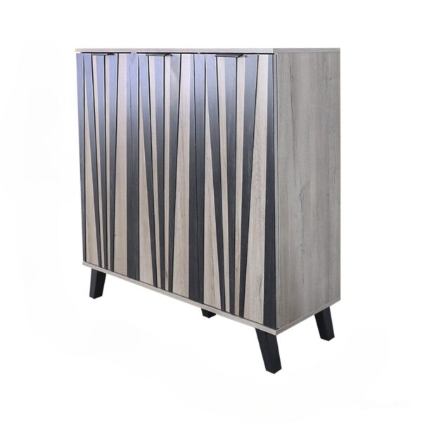 خزانة أحذية 3 أبواب روكستا - خشبي وأسود