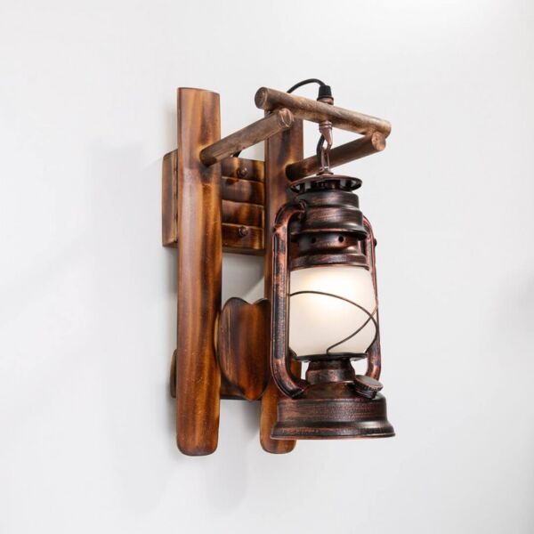 فانوس خشبي تراثي - بني