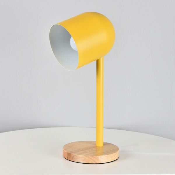 اباجورة نون اصفر قاعدة خشبي