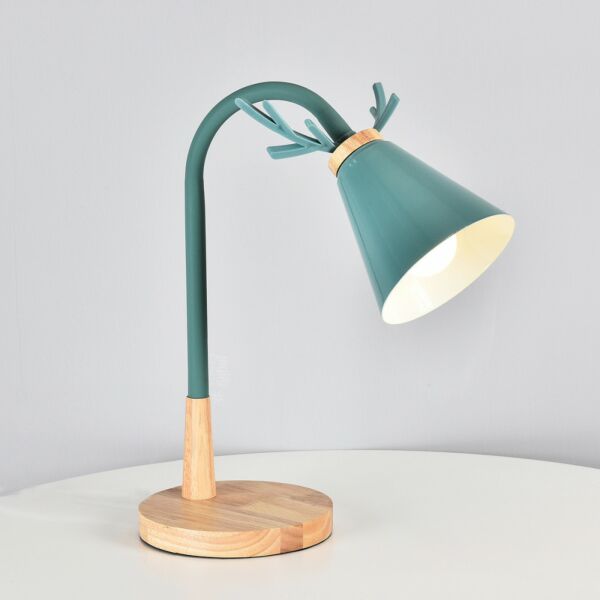 اباجورة نوت اخضر قاعدة خشبي مع علبة 