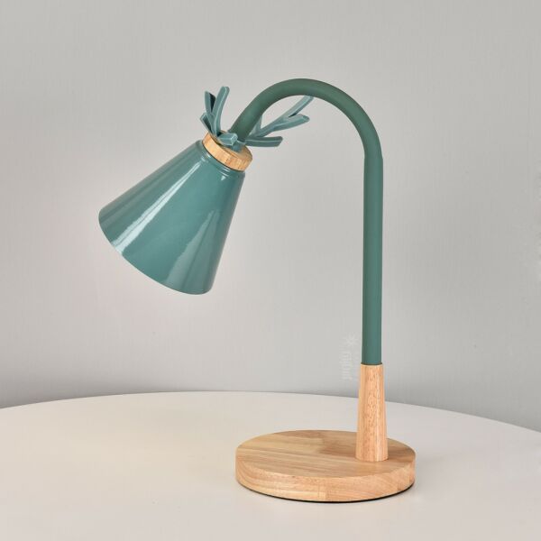 اباجورة نوت اخضر قاعدة خشبي مع علبة 