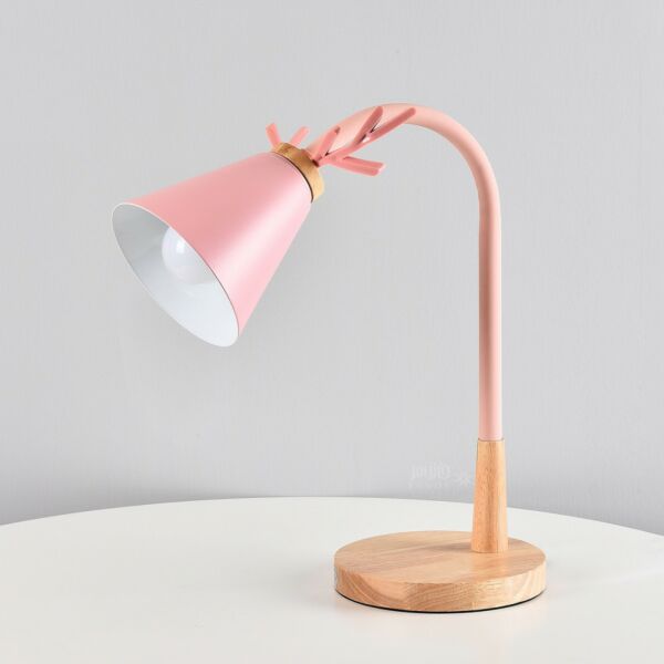 اباجورة نوت زهري قاعدة خشبي مع علبة