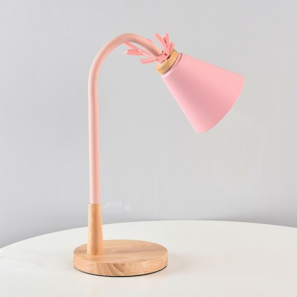 اباجورة نوت زهري قاعدة خشبي مع علبة