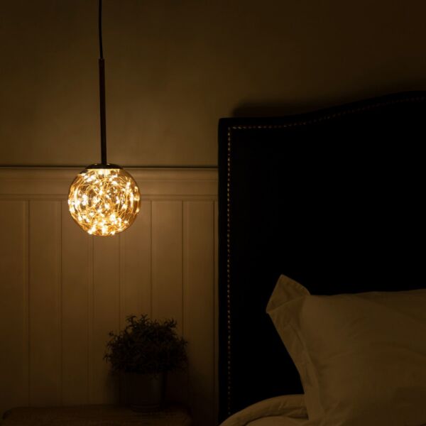 إنارة معلقة مفردة ذهبية مع نقط ليد مضيئة