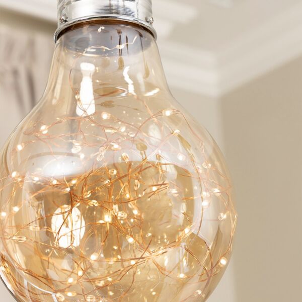 إنارة معلقة زجاج عسلي على شكل لمبة