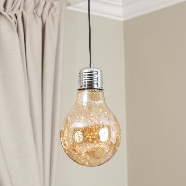 إنارة معلقة زجاج عسلي على شكل لمبة