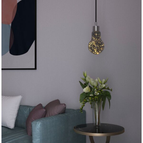 إنارة معلقة زجاج رمادي على شكل لمبة