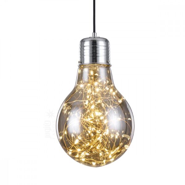 إنارة معلقة زجاج رمادي على شكل لمبة