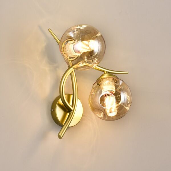 إضاءة جدارية ثنائية ذهبي وزجاج شفاف