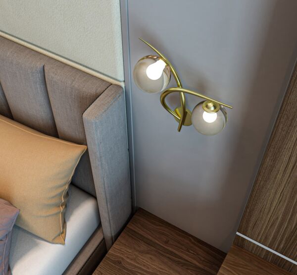 إضاءة جدارية ثنائية ذهبي وزجاج شفاف