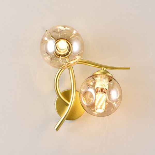 إضاءة جدارية ثنائية ذهبي وزجاج شفاف