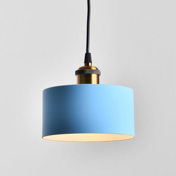 إنارة معلقة عريضة مع قمع ذهبي - أزرق