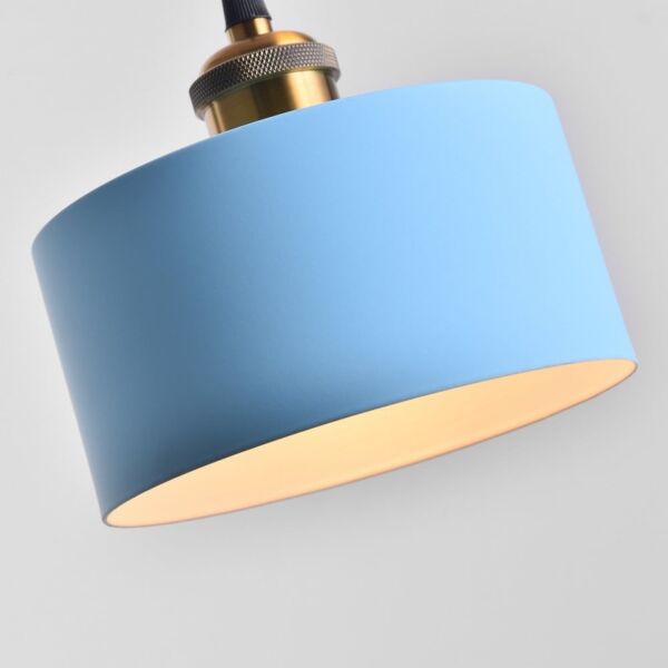 إنارة معلقة عريضة مع قمع ذهبي - أزرق