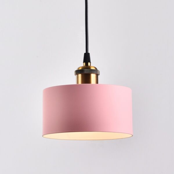 إنارة معلقة عريضة مع قمع ذهبي - زهري