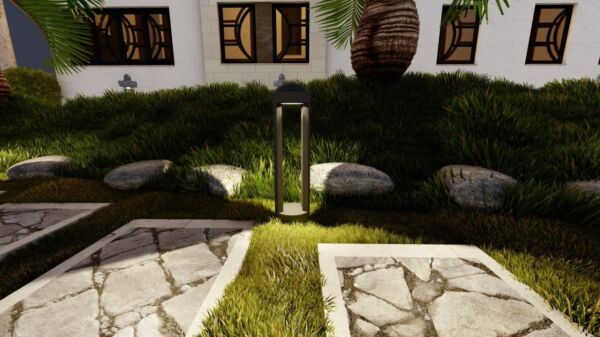 عمود إنارة حدائق دائرة اتجاهين الأسود