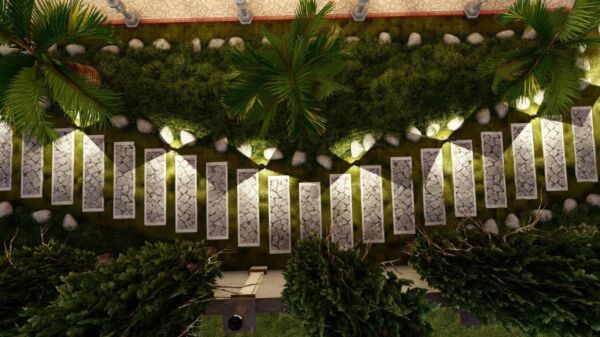 عمود إنارة حدائق دائرة اتجاهين الأسود