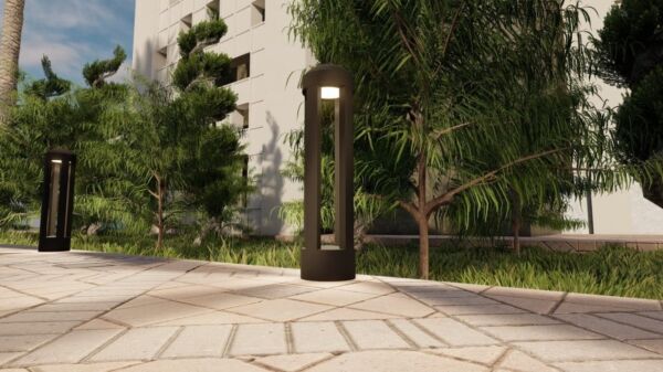 عمود إنارة حدائق دائرة أربع إتجاهات أسود