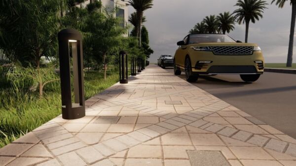 عمود إنارة حدائق دائرة أربع إتجاهات أسود