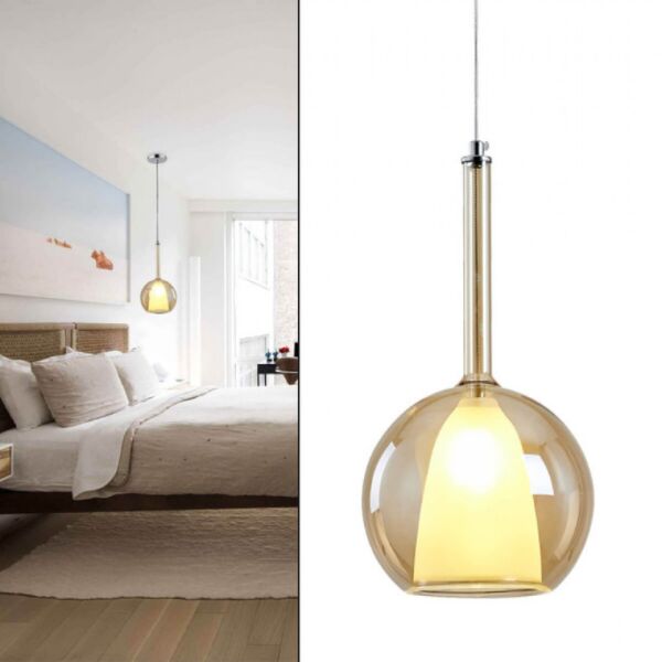 إنارة معلقة مفردة راقية بكرة زجاجية ذهبية