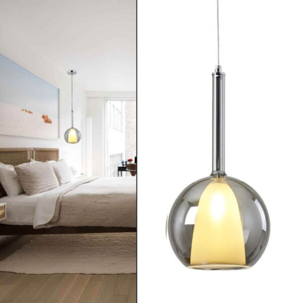 إنارة معلقة مفردة راقية بكرة زجاجية رمادية