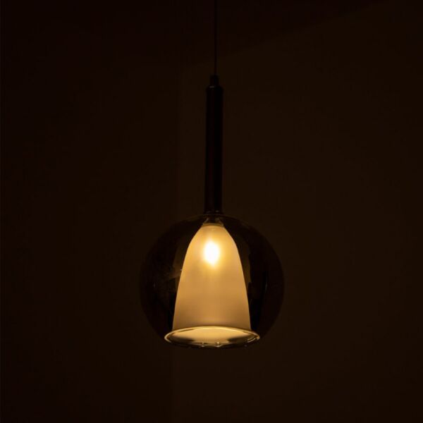 إنارة معلقة مفردة راقية بكرة زجاجية رمادية