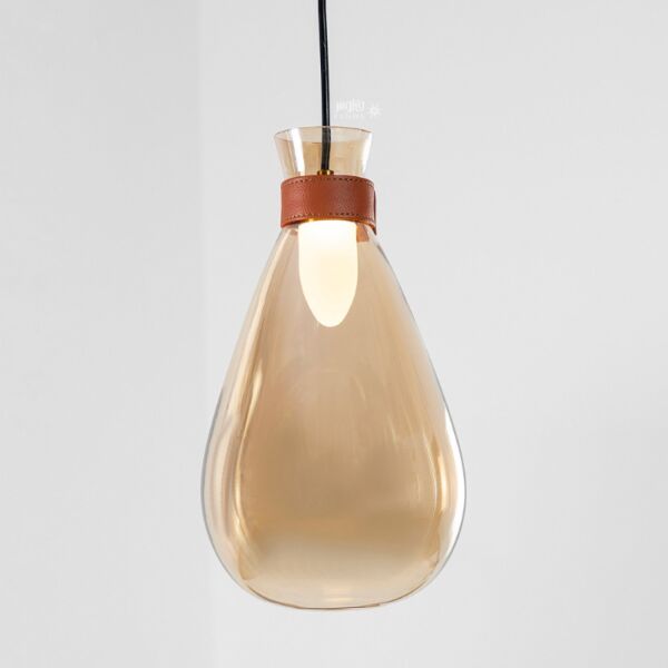 إنارة معلقة راقية شكل قطرة ماء بلون عسلي