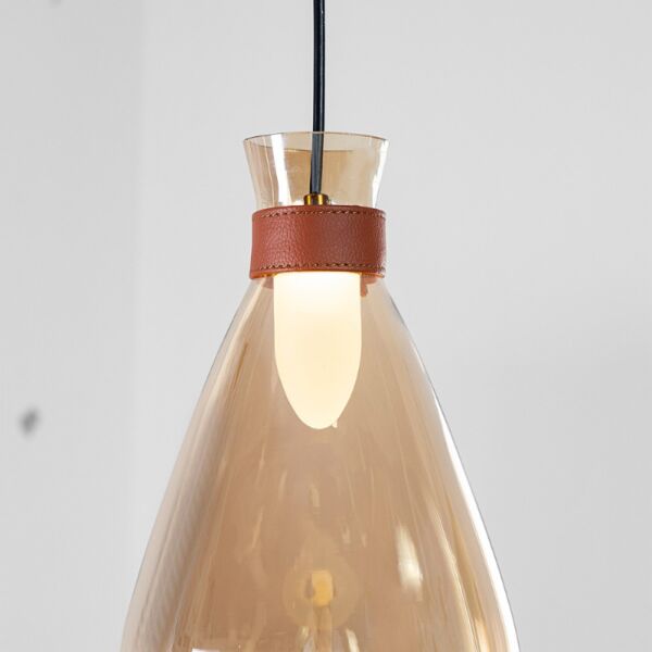 إنارة معلقة راقية شكل قطرة ماء بلون عسلي