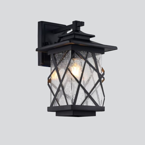إضاءة جدارية خارجية مربع خطوط - أسود
