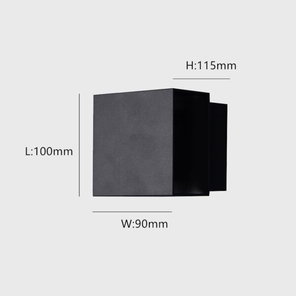 إضاءة جدارية خارجية اتجاهين مربع - اسود