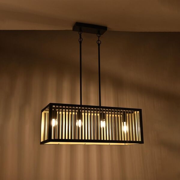 إنارة معلقة معلقة كلاسيك مستطيل - اسود وذهبي